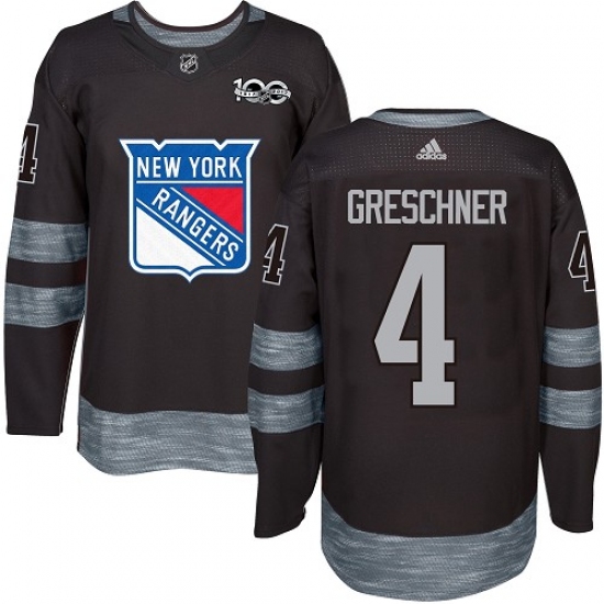 Men's Adidas New York Rangers #4 Ron Greschner Authentic Black 1917-2017 100th Anniversary NHL Jersey - Ujersey