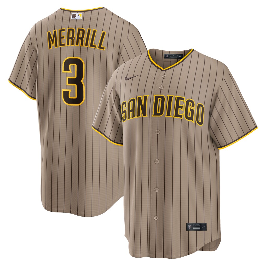 Men's San Diego Padres Jackson Merrill Nike Sand Alternate Replica Jersey - Vujersey Los Angeles Rams