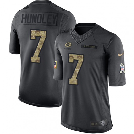Youth Nike Green Bay Packers #7 Brett Hundley Limited Black 2016 Salute to Service NFL Jersey - Ujersey