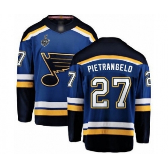 Men's St. Louis Blues #27 Alex Pietrangelo Fanatics Branded Royal Blue Home Breakaway 2019 Stanley Cup Final Bound Hockey Jersey - Ujersey