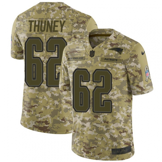 Youth Nike New England Patriots #62 Joe Thuney Limited Camo 2018 Salute to Service NFL Jersey - Ujersey