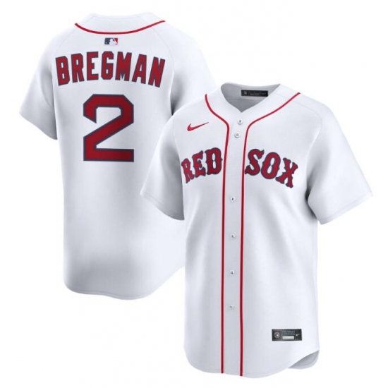 Men's Boston Red Sox #2 Alex Bregman White 2024 Home Limited Stitched Baseball Jersey - Ujersey