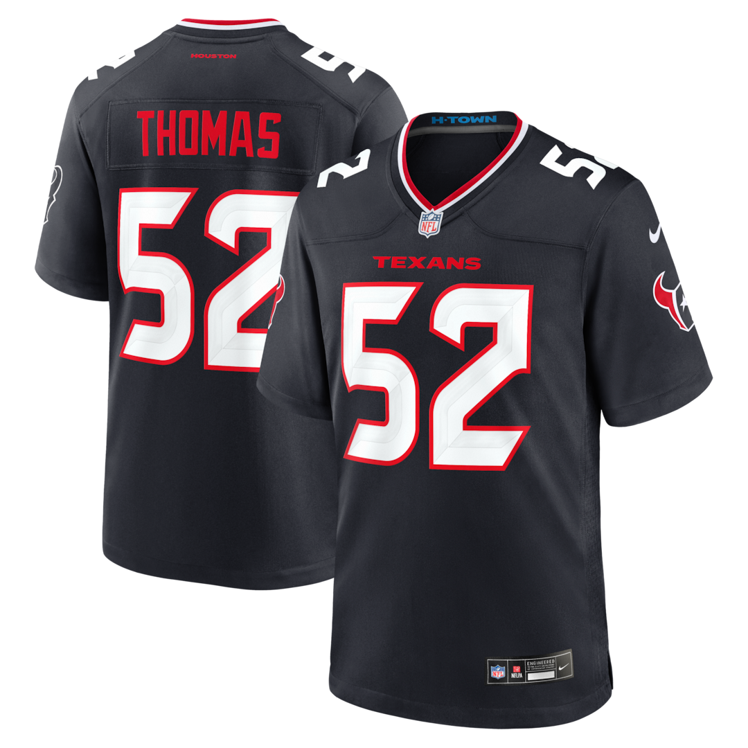 Men's Houston Texans Xavier Thomas Nike Navy Team Game Jersey