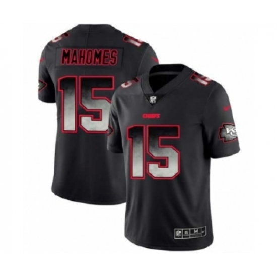 Men Kansas City Chiefs #15 Patrick Mahomes Black Smoke Fashion Limited Jersey - Ujersey