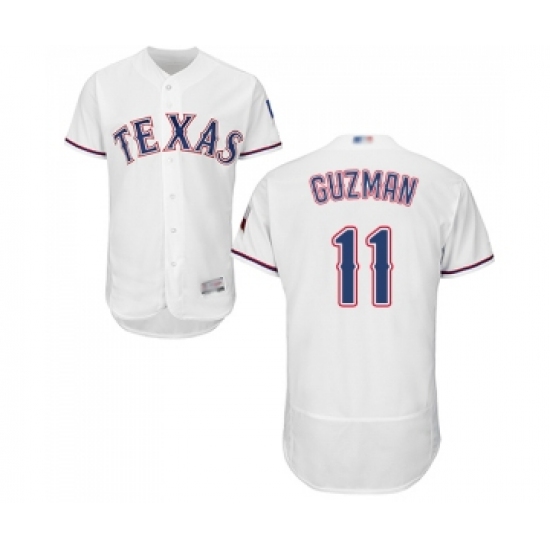 Men's Texas Rangers #11 Ronald Guzman White Home Flex Base Authentic Collection Baseball Jersey - Ujersey