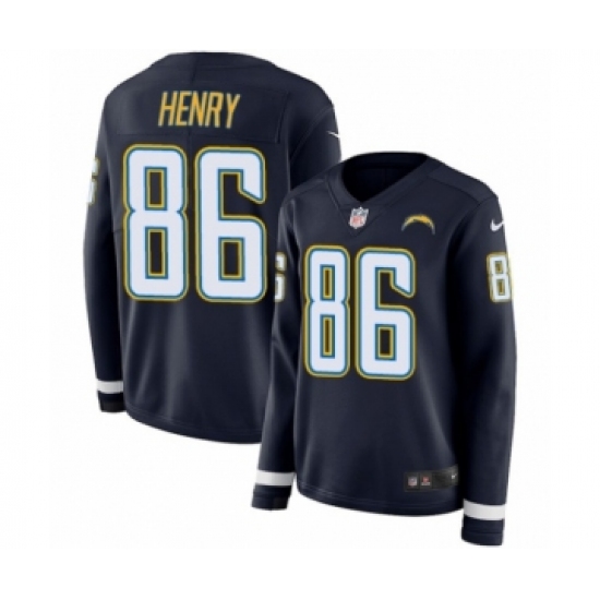 Women's Nike Los Angeles Chargers #86 Hunter Henry Limited Navy Blue Therma Long Sleeve NFL Jersey - Ujersey