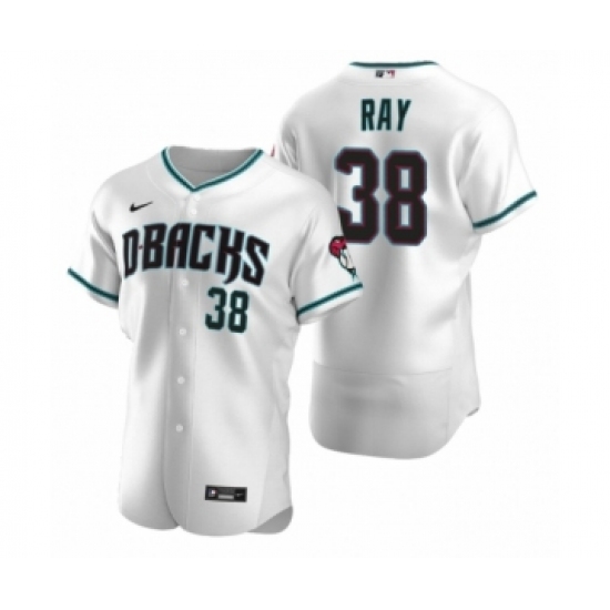 Men's Arizona Diamondbacks #38 Robbie Ray Nike White Teal Authentic 2020 Alternate Jersey - Ujersey