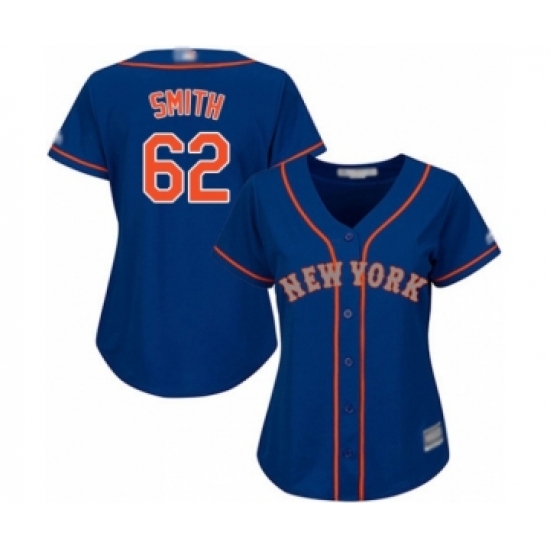 Women's New York Mets #62 Drew Smith Authentic Royal Blue Alternate Road Cool Base Baseball Player Jersey - Ujersey