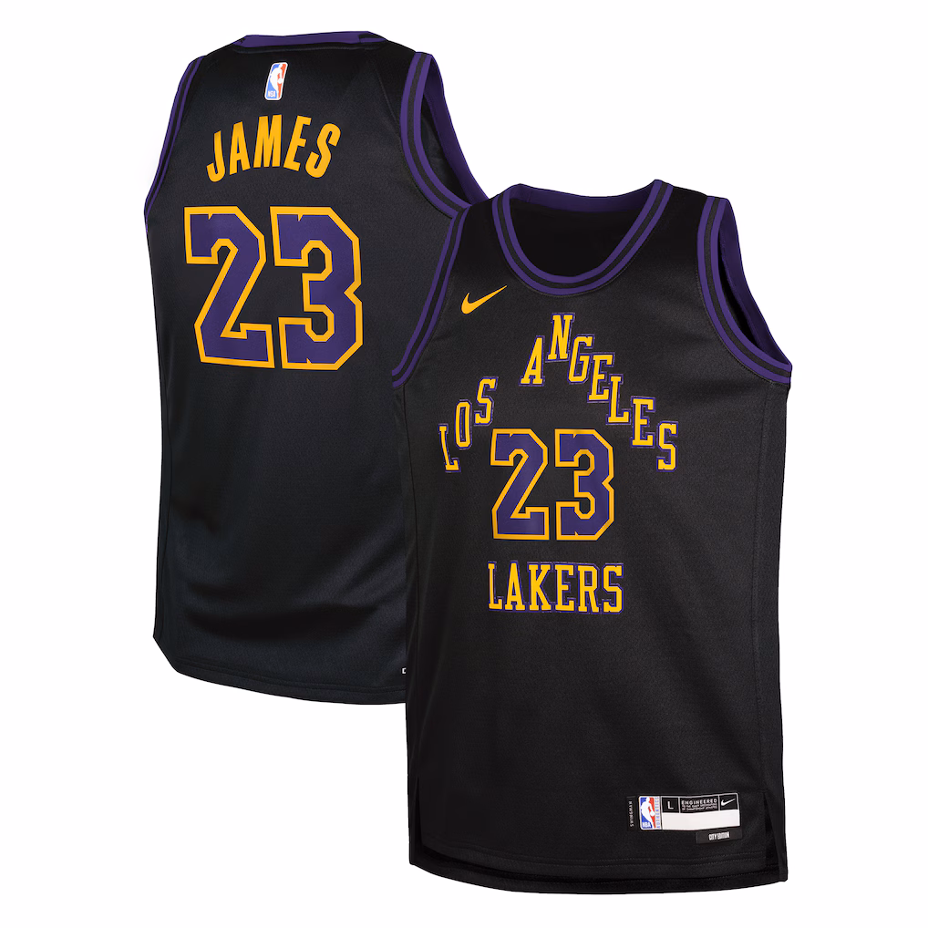 Youth Los Angeles Lakers LeBron James Nike Black 2025/26 City Edition Swingman Jersey - Vujersey Los Angeles Rams