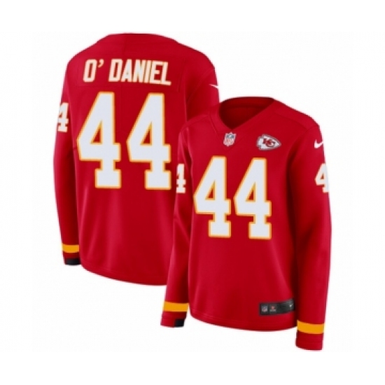 Women's Nike Kansas City Chiefs #44 Dorian O'Daniel Limited Red Therma Long Sleeve NFL Jersey - Ujersey