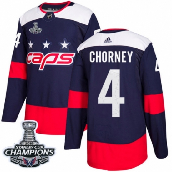 Men's Adidas Washington Capitals #4 Taylor Chorney Authentic Navy Blue 2018 Stadium Series 2018 Stanley Cup Final Champions NHL Jersey - Ujersey
