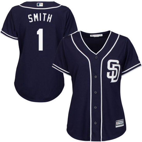 Women's Majestic San Diego Padres #1 Ozzie Smith Authentic Navy Blue Alternate 1 Cool Base MLB Jersey - Ujersey