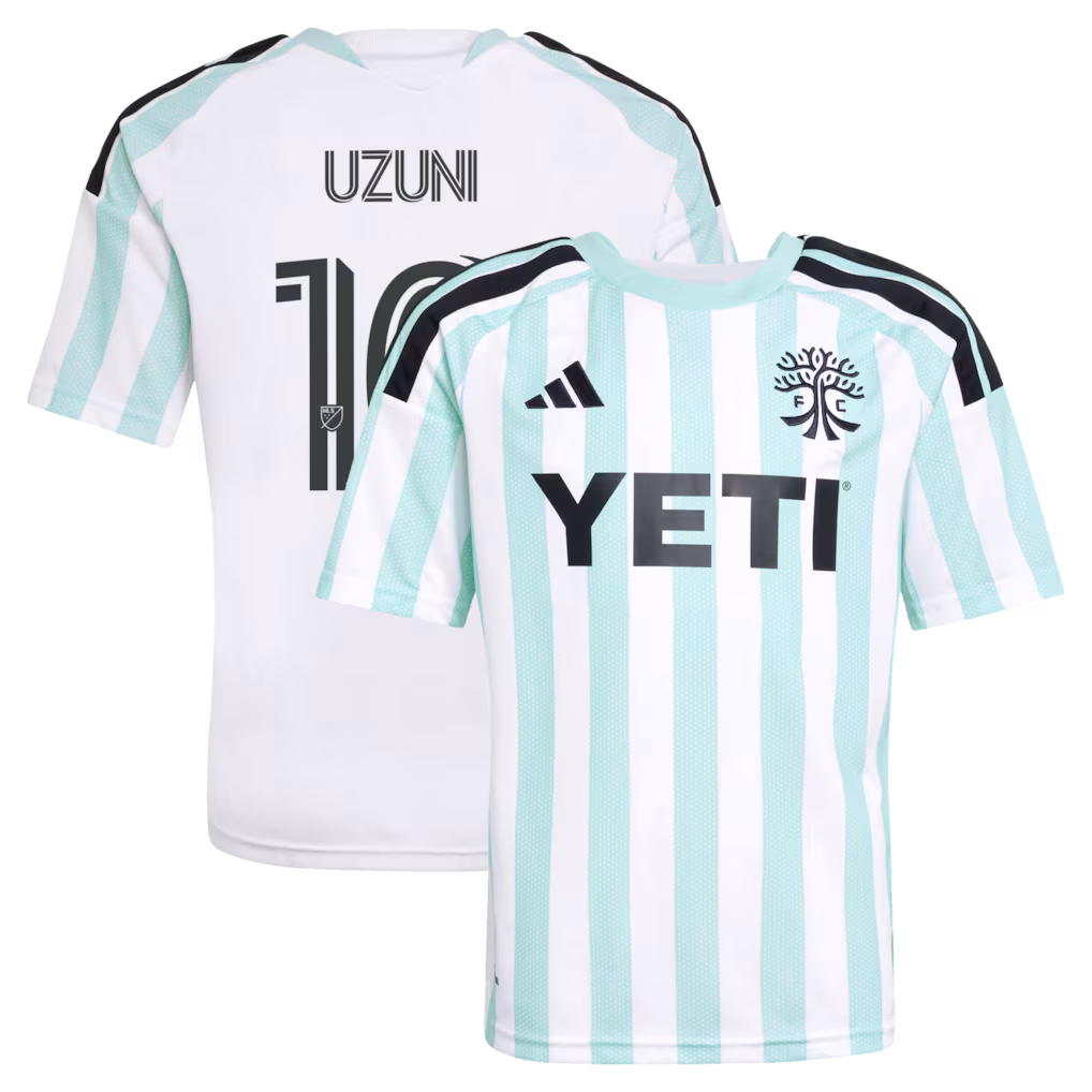 Youth Austin FC Myrto Uzuni adidas White 2026 The Rooted Kit Replica Jersey - ujerseystore