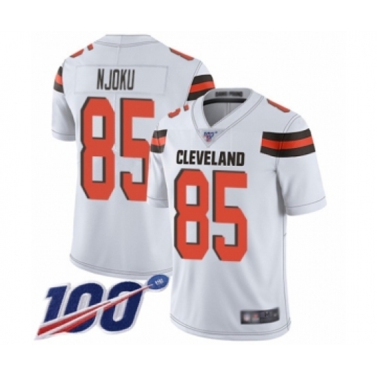 Men's Cleveland Browns #85 David Njoku White Vapor Untouchable Limited Player 100th Season Football Jersey - Ujersey