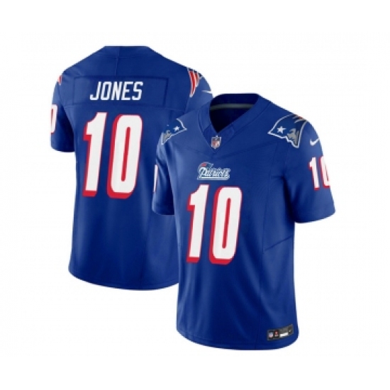 Men's Nike New England Patriots #10 Mac Jones Blue 2023 F.U.S.E. Vapor Limited Football Stitched Jersey - Ujersey
