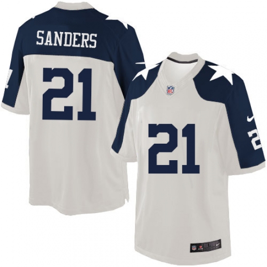 Men's Nike Dallas Cowboys #21 Deion Sanders Limited White Throwback Alternate NFL Jersey - Ujersey