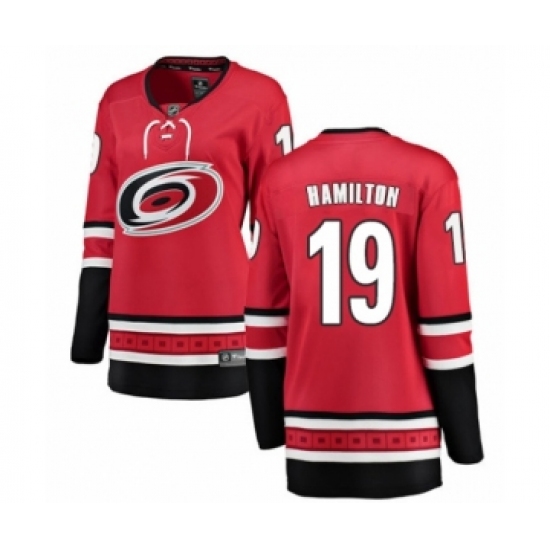 Women's Carolina Hurricanes #19 Dougie Hamilton Authentic Red Home Fanatics Branded Breakaway NHL Jersey - Ujersey