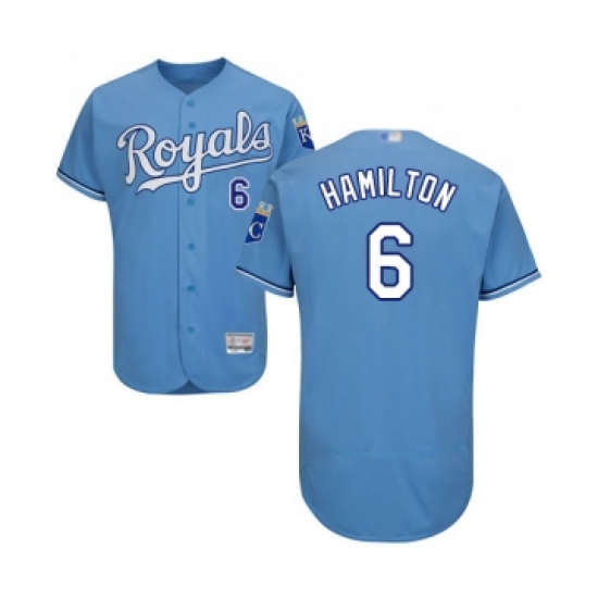 Men's Kansas City Royals #6 Billy Hamilton Light Blue Alternate Flex Base Authentic Collection Baseball Jersey - Ujersey