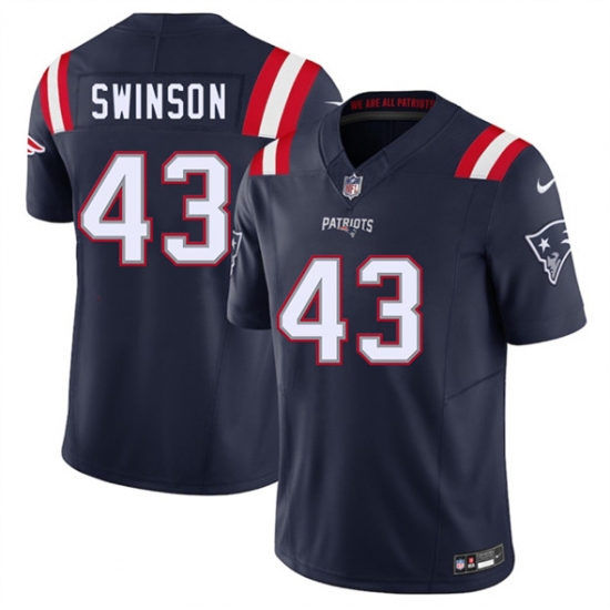 Men's New England Patriots #43 Bradyn Swinson Navy 2025 F.U.S.E. Vapor Limited Football Stitched Jersey - Ujersey
