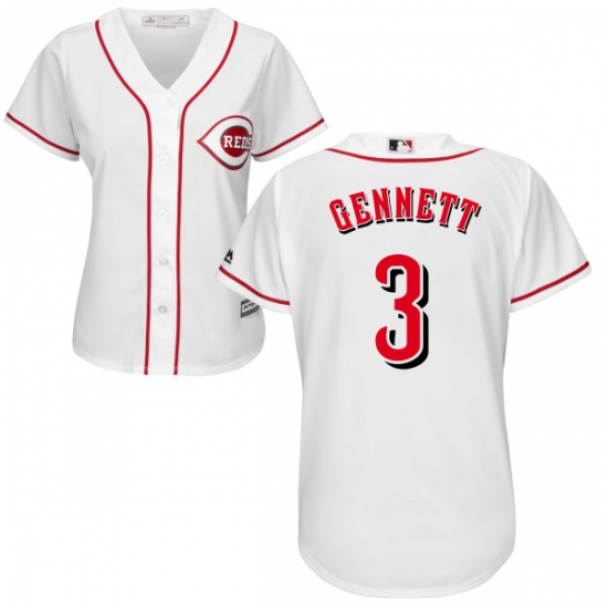 Women's Majestic Cincinnati Reds #3 Scooter Gennett Authentic White MLB Jersey - Ujersey