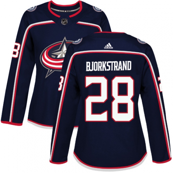 Women's Adidas Columbus Blue Jackets #28 Oliver Bjorkstrand Authentic Navy Blue Home NHL Jersey - Ujersey