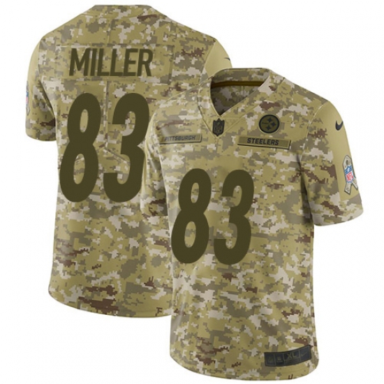 Men's Nike Pittsburgh Steelers #83 Heath Miller Limited Camo 2018 Salute to Service NFL Jersey - Ujersey