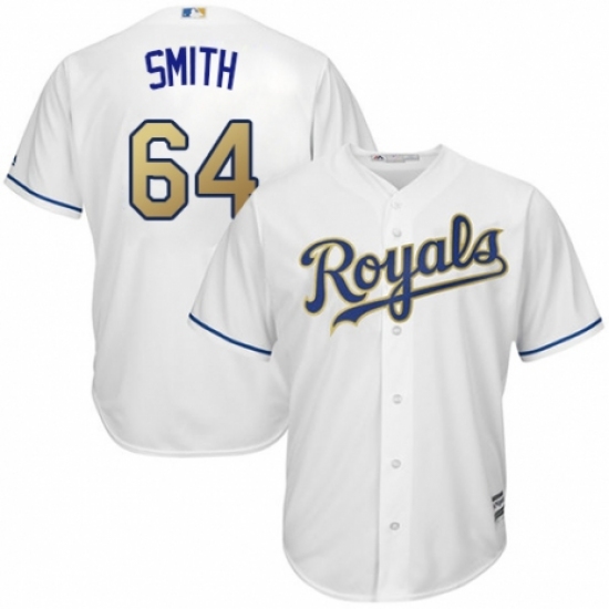 Men's Majestic Kansas City Royals #64 Burch Smith Replica White Home Cool Base MLB Jersey - Ujersey