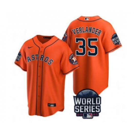 Men's Houston Astros #35 Justin Verlander 2021 Orange World Series Cool Base Stitched Baseball Jersey - Ujersey