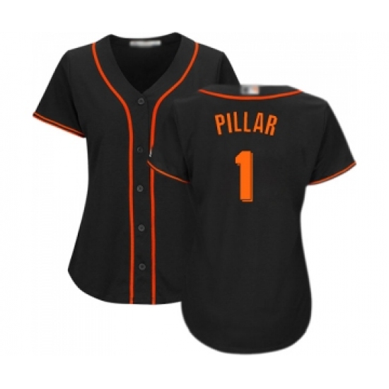 Women's San Francisco Giants #1 Kevin Pillar Replica Black Alternate Cool Base Baseball Jersey - Ujersey