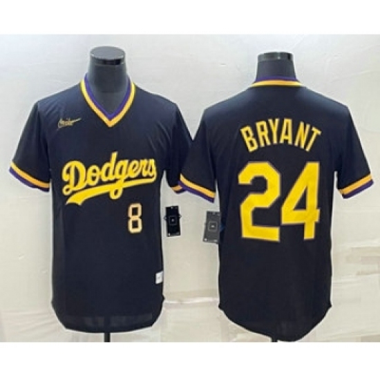 Men's Los Angeles Dodgers #8 #24 Kobe Bryant Number Black Stitched Pullover Throwback Nike Jerseys - Ujersey