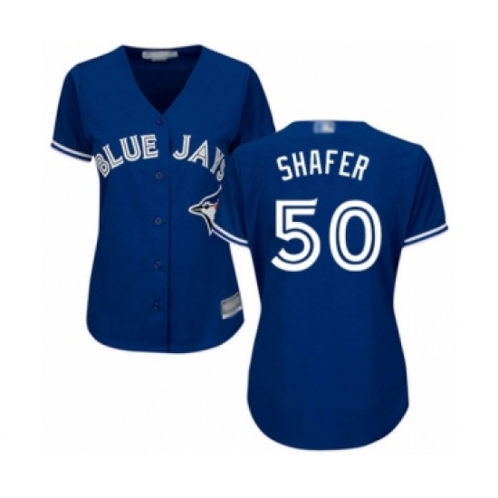 Women's Toronto Blue Jays #50 Justin Shafer Authentic Blue Alternate Baseball Player Jersey - Ujersey