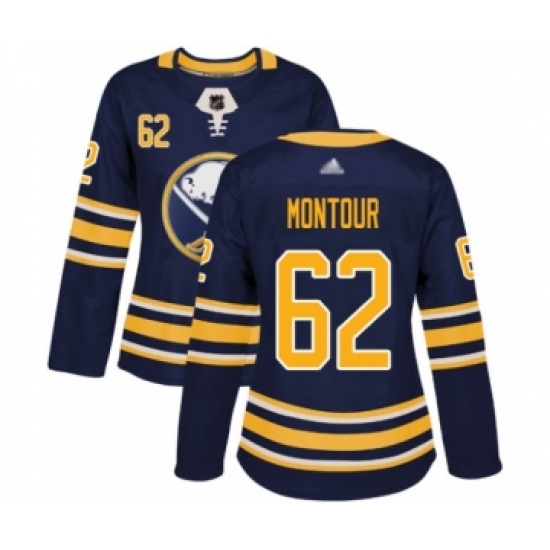 Women's Buffalo Sabres #62 Brandon Montour Authentic Navy Blue Home Hockey Jersey - Ujersey