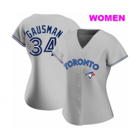 WOMEN'S TORONTO BLUE JAYS #34 KEVIN GAUSMAN GRAY ROAD JERSEY - Ujersey