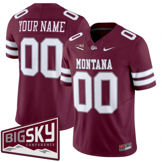 Men's Montana Grizzlies Active Player Custom Maroon 2025 F.U.S.E. Big Sky Patch Vapor Limited V1 Stitched Football Jersey - Ujersey