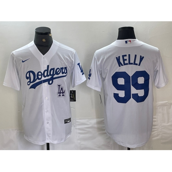 Men's Los Angeles Dodgers #99 Joe Kelly White Stitched Cool Base Nike Jersey - Ujersey