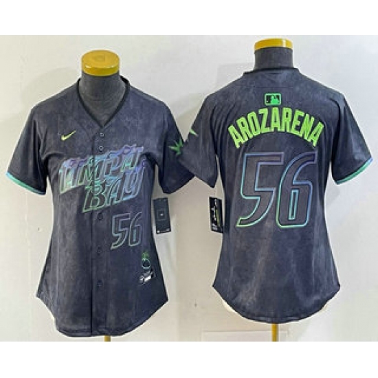 Women's Tampa Bay Rays #56 Randy Arozarena Number Charcoal 2024 City Connect Limited Stitched Jersey