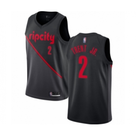 Women's Portland Trail Blazers #2 Gary Trent Jr. Swingman Black Basketball Jersey - 2018 19 City Edition - Ujersey