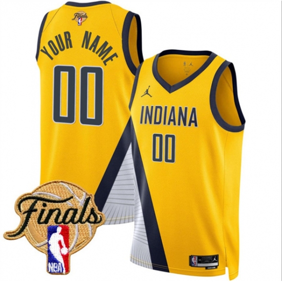 Men's Indiana Pacers Active Player Custom Yellow 2025 Finals Statement Edition Stitched Basketball Jersey - Ujersey