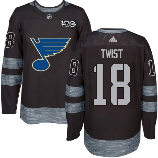 Men's Adidas St. Louis Blues #18 Tony Twist Authentic Black 1917-2017 100th Anniversary NHL Jersey - Ujersey