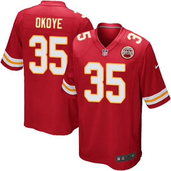 Men's Nike Kansas City Chiefs #35 Christian Okoye Game Red Team Color NFL Jersey - Ujersey