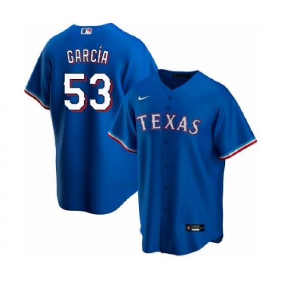 Men's Texas Rangers #53 Adolis Garcia Blue Cool Base Stitched Baseball Jersey - Ujersey