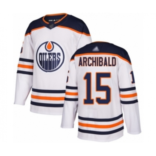 Youth Edmonton Oilers #15 Josh Archibald Authentic White Away Hockey Jersey - Ujersey