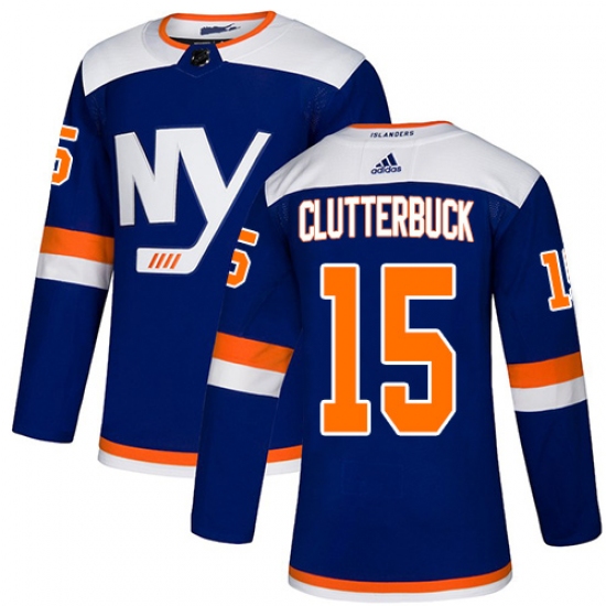 Men's Adidas New York Islanders #15 Cal Clutterbuck Premier Blue Alternate NHL Jersey - Ujersey