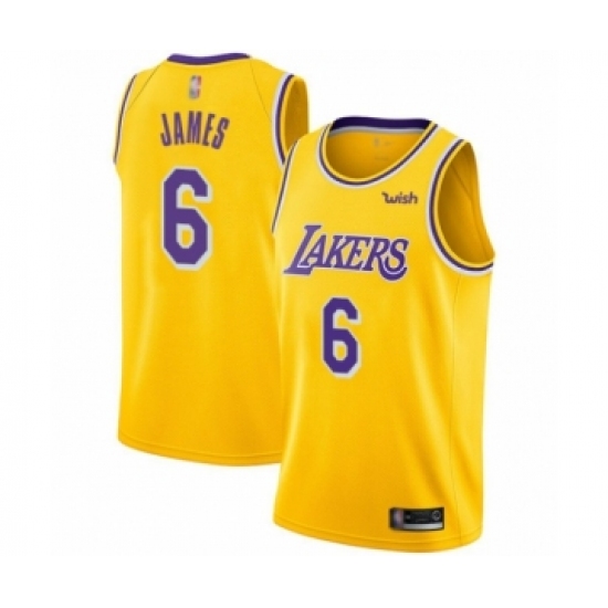 Youth Los Angeles Lakers #6 LeBron James Swingman Gold Basketball Jersey - Icon Edition - Ujersey