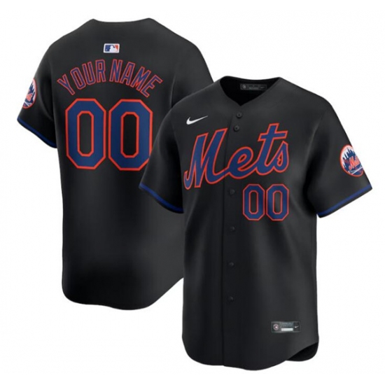 Men's New York Mets Active Player Cutsom 2024 Black Alternate Limited Stitched Baseball Jersey - Ujersey