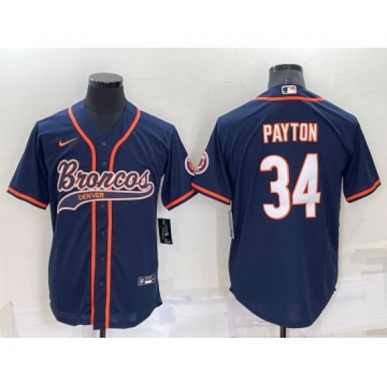 Men's Chicago Bears #34 Walter Payton Navy Blue Stitched MLB Cool Base Nike Baseball Jersey - Ujersey