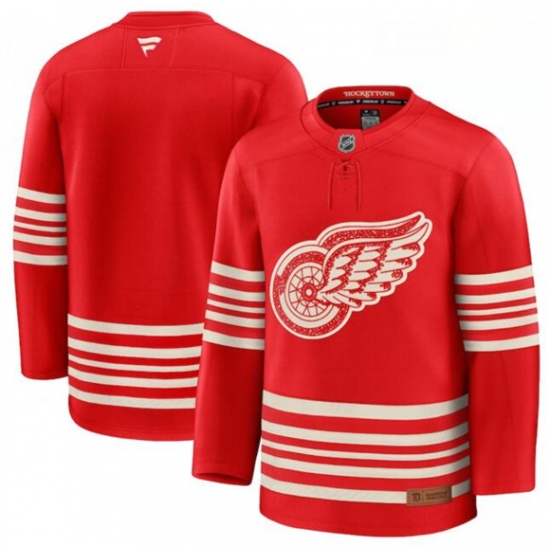 Men's Detroit Red Wings Blank Red 2025 Centennial Premium Stitched Hockey Jersey - Ujersey
