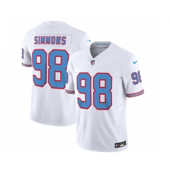 Men's Nike Tennessee Titans #98 Jeffery Simmons White 2023 F.U.S.E. Vapor Limited Throwback Football Stitched Jersey - Ujersey