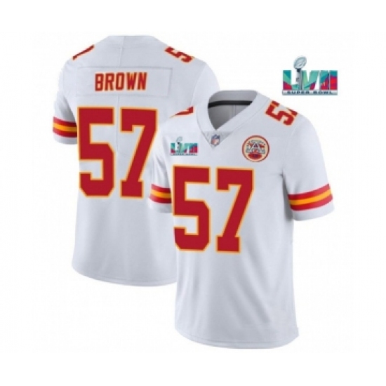 Men’s Kansas City Chiefs #57 Orlando Brown White Super Bowl LVII Patch Vapor Untouchable Limited Stitched Jersey - Ujersey