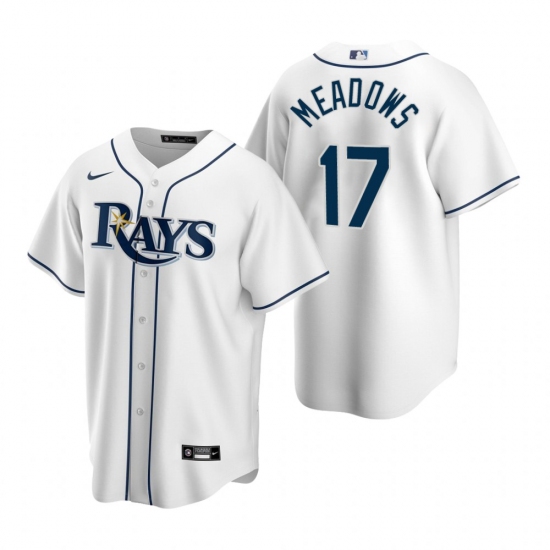 Men's Nike Tampa Bay Rays #17 Austin Meadows White Home Stitched Baseball Jersey - Ujersey